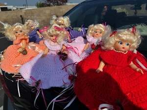 Vintage Crochet Toilet Paper Cover Dolls - Mixed Color Set of 6 - Kitsch Decor